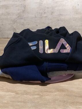 Fila Kids Navy Hoodie with Iridescent Logo